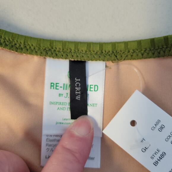 NWT J.Crew Wide Rib Curved Waist Cheeky String Bikini Bottom  w/‎ Rings Size M - Picture 4 of 6